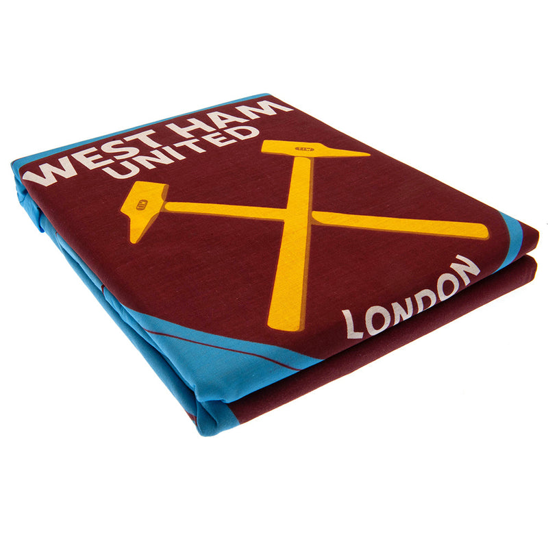 West Ham United FC Colour Split Single Duvet Set, side angle