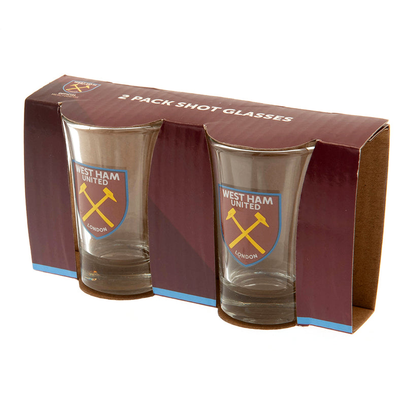 West Ham United FC 2pk Shot Glass Set, side angle