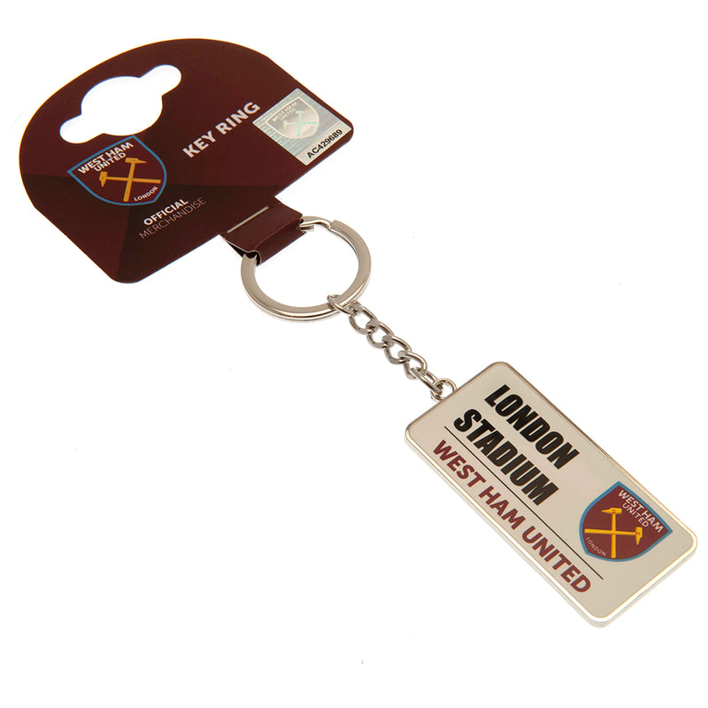 West Ham United FC Street Sign Keyring, side angle