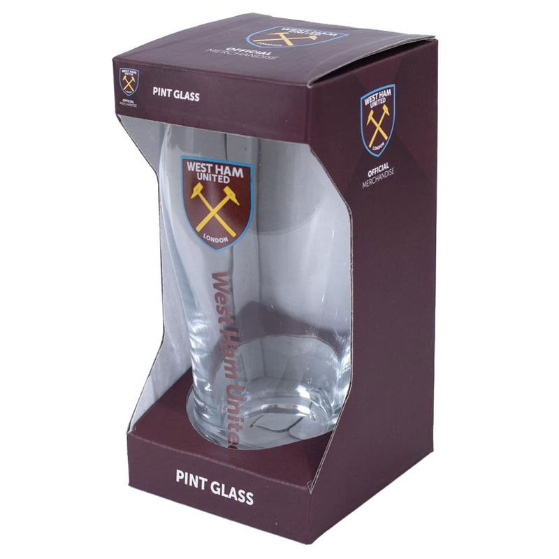 West Ham United FC Tulip Pint Glass, side angle