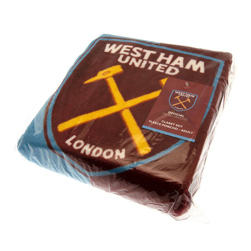 West Ham United FC Poncho Blanket Adults, side angle
