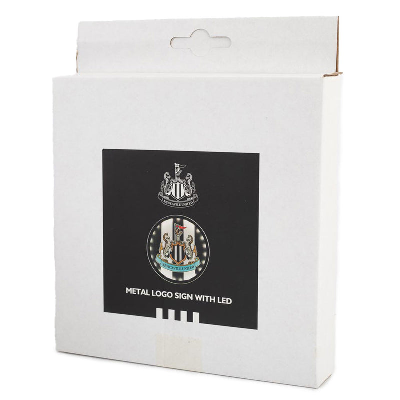 Newcastle United FC Metal LED Logo Sign, close-up detail