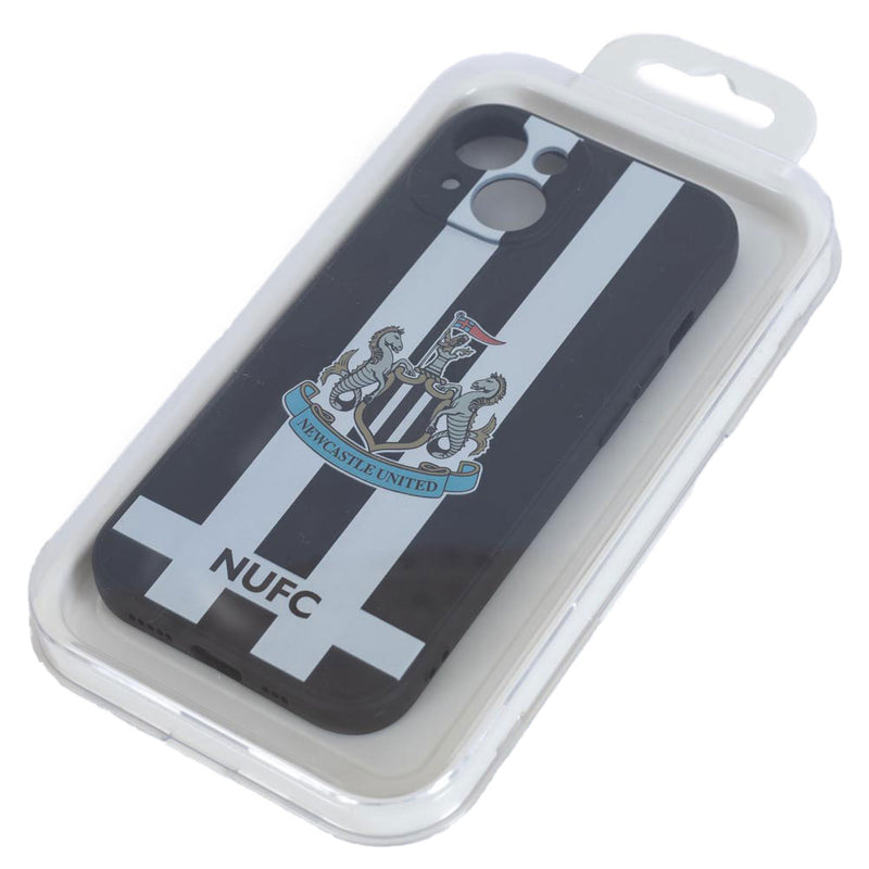 Newcastle United FC iPhone 14 Striped Silicone Case, close-up detail