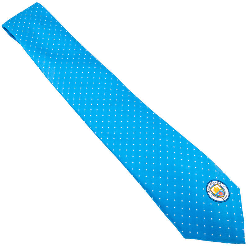 Manchester City FC Sky Blue Tie, close-up detail