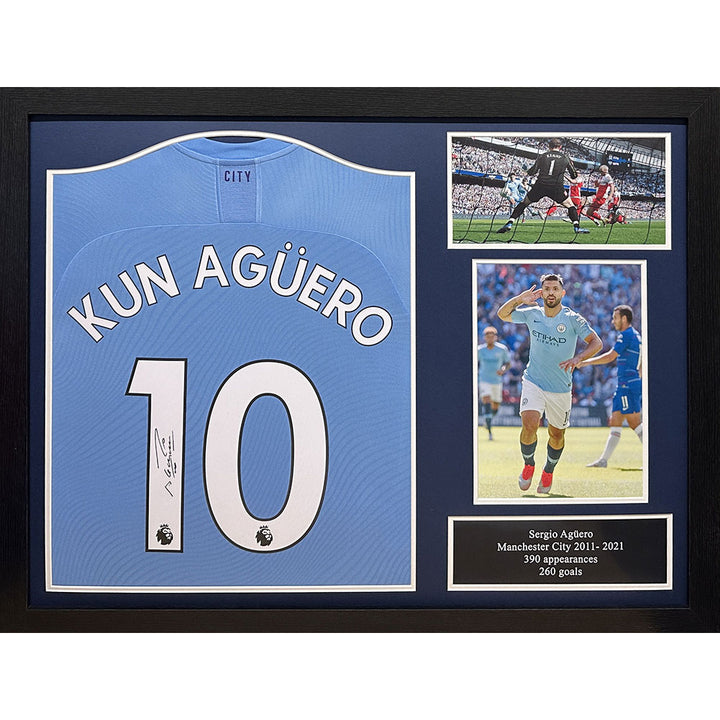 Manchester City FC Sergio Aguero Signed Shirt (Framed)