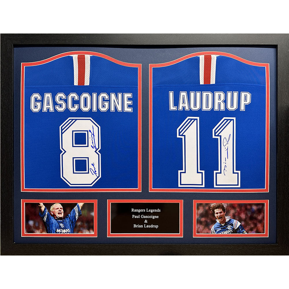 Rangers FC Brian Laudrup and Paul Gascoigne Signed Shirts (Dual Framed)