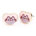 Pusheen Gold Plated Heart Stud Earrings, alternate view