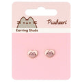 Pusheen Gold Plated Heart Stud Earrings, side angle