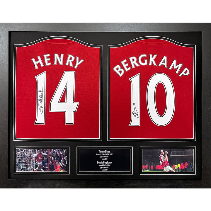 Dennis Bergkamp and Thierry Henry Arsenal FC Signed Shirts (Dual Framed)