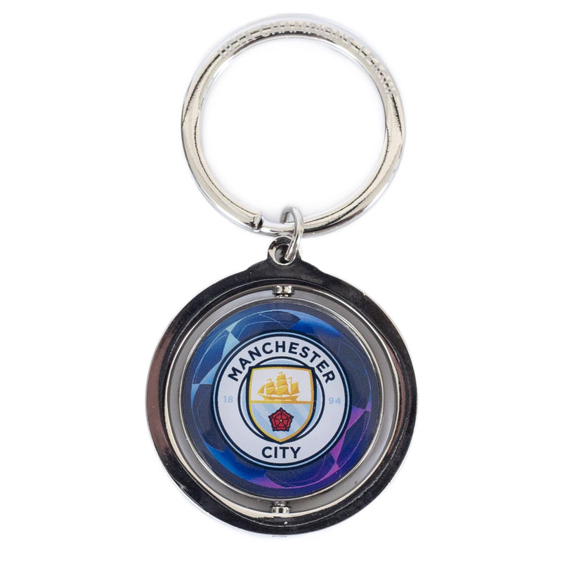 Manchester City FC UCL Spinner Keyring, side angle