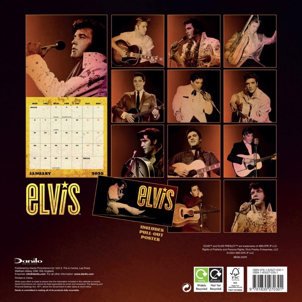 Elvis Presley Square 2025 Calendar