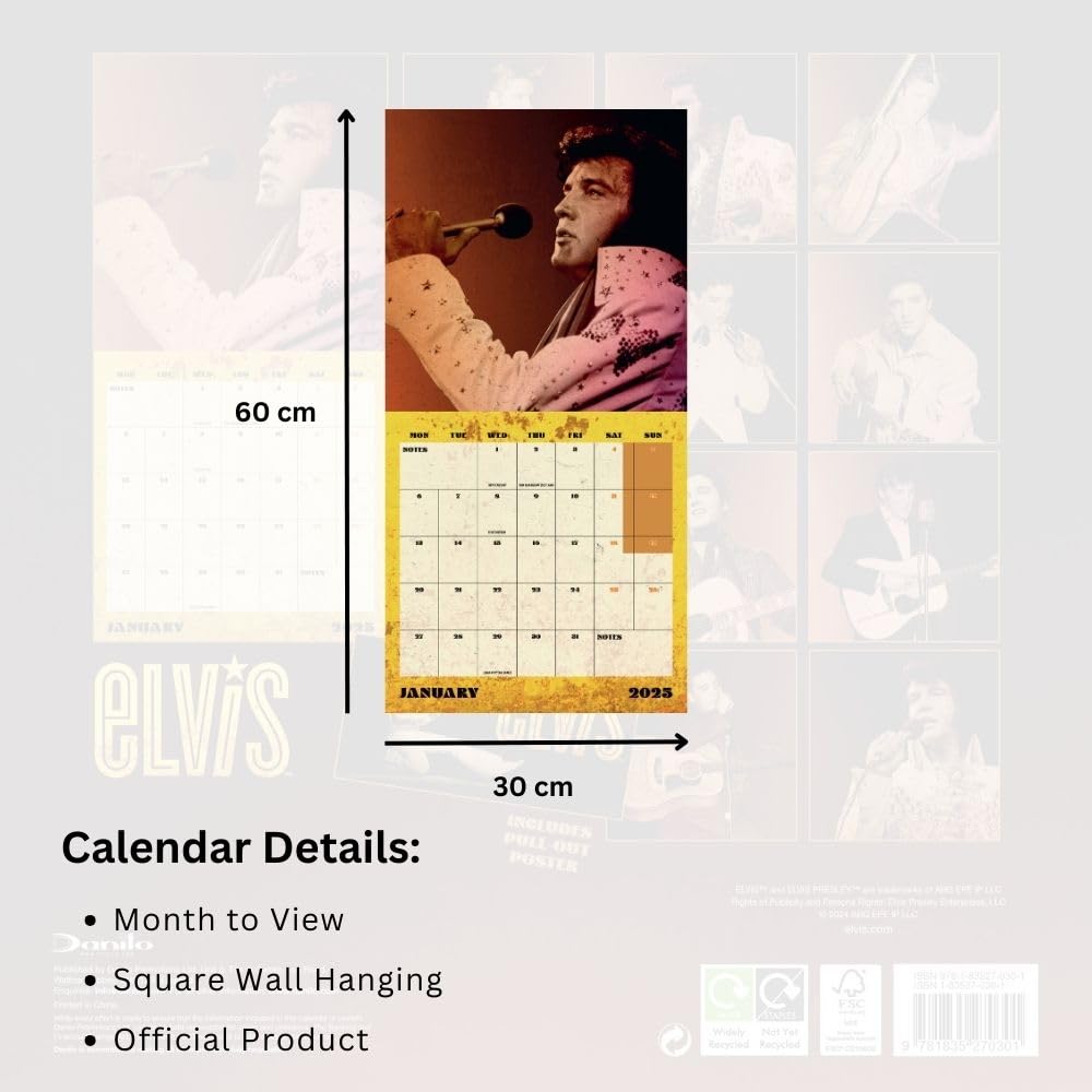 Elvis Presley Square 2025 Calendar