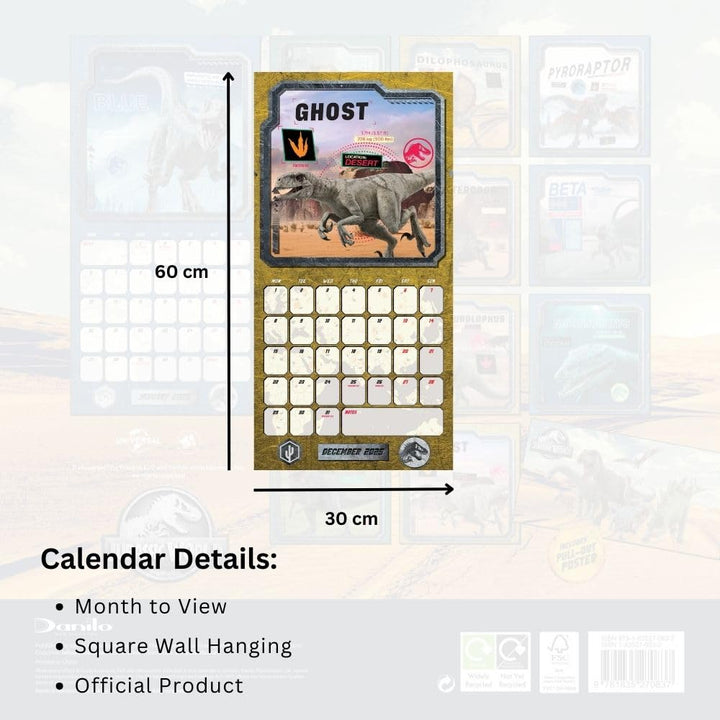 Jurassic World Square 2025 Calendar