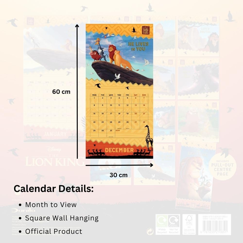 The Lion King Square 2025 Calendar