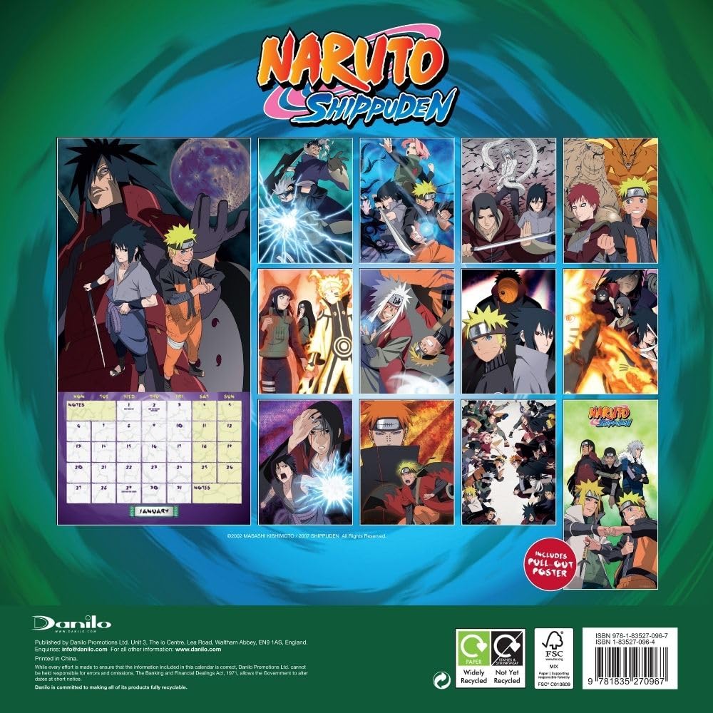 Naruto Shippuden Square 2025 Calendar