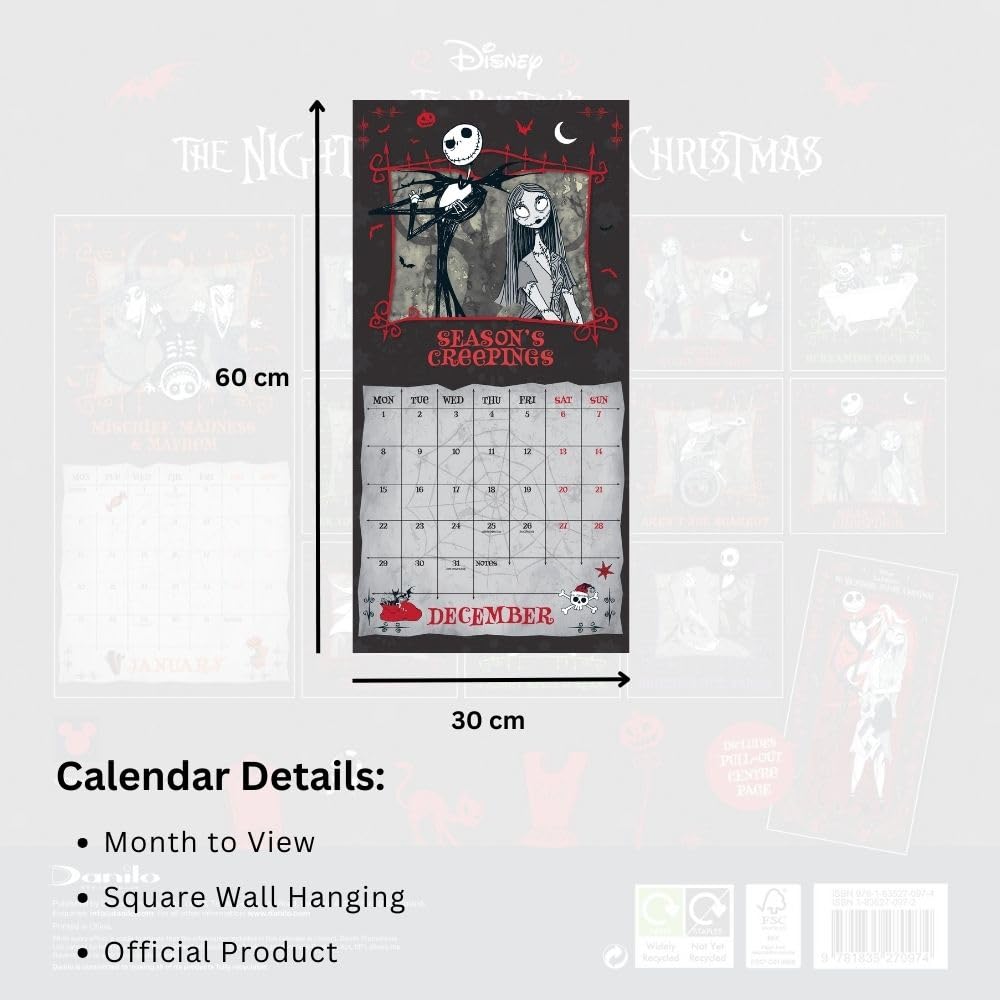 The Nightmare Before Christmas Square 2025 Calendar