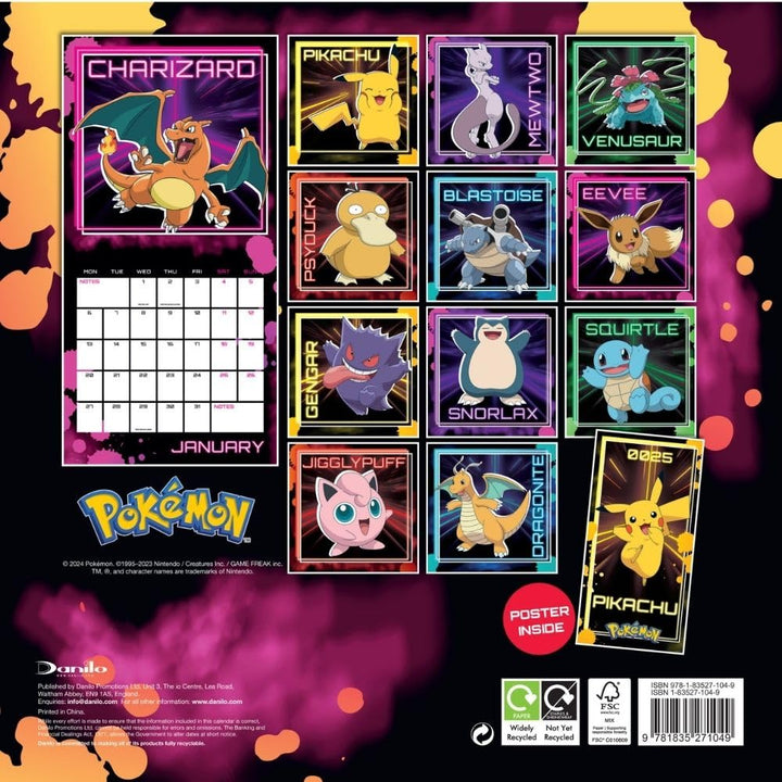 Pokemon Square 2025 Calendar