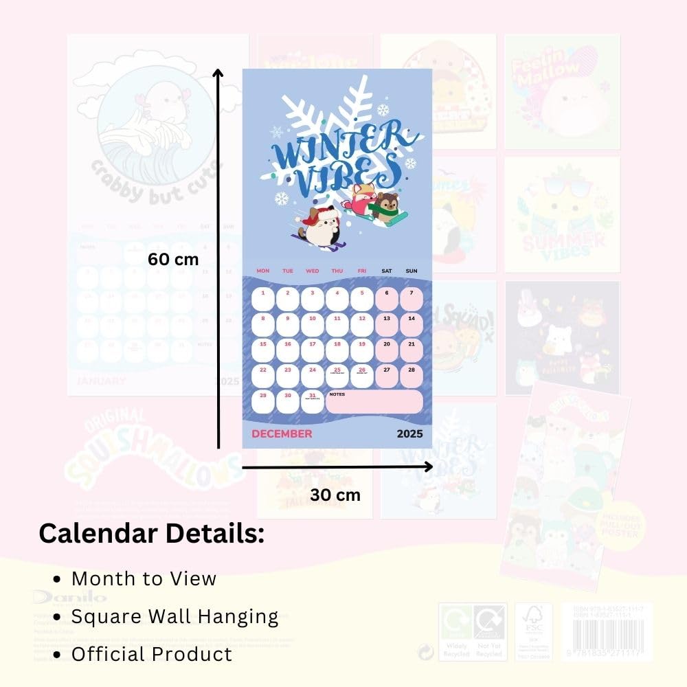 Squishmallows Square 2025 Calendar