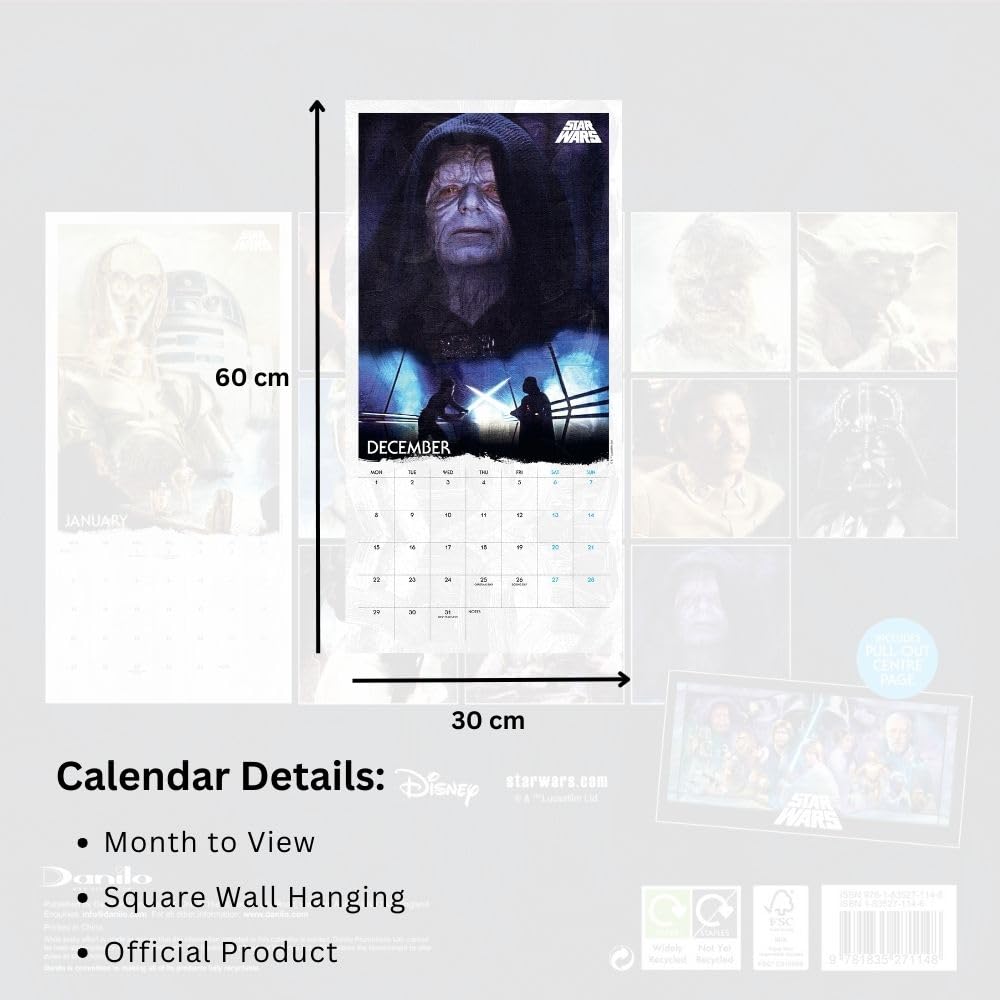 Star Wars Square 2025 Calendar