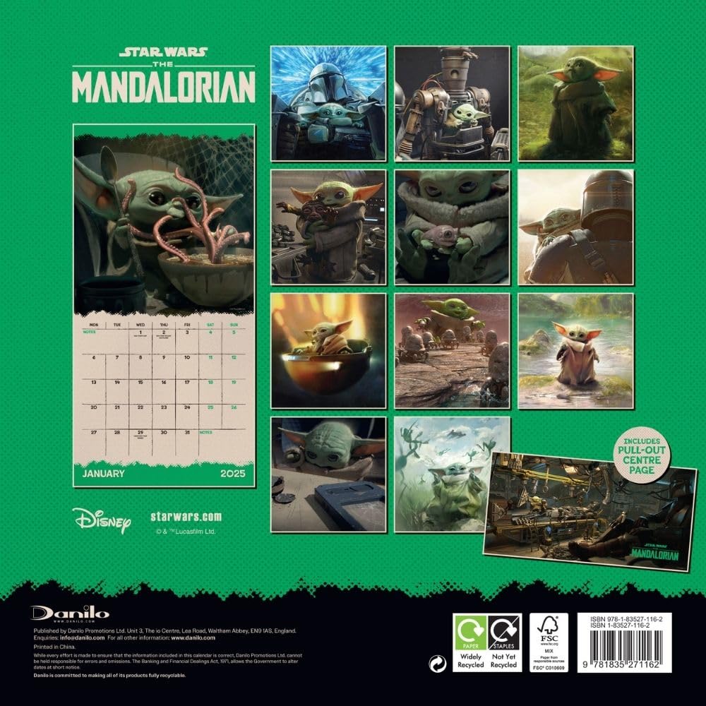 Star Wars: The Mandalorian Grogu Square 2025 Calendar