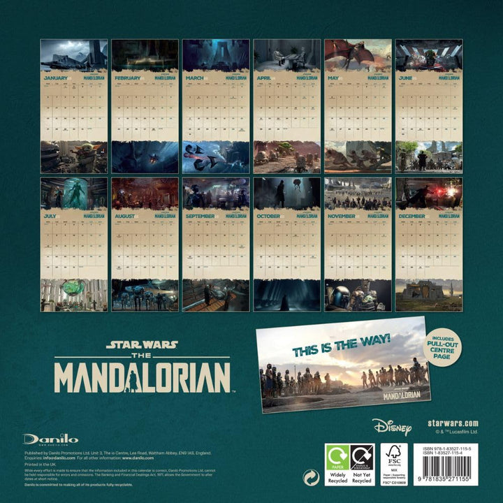 Star Wars The Mandalorian Square 2025 Calendar