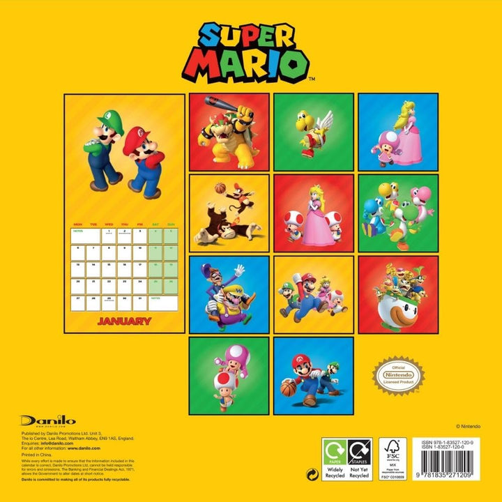 Super Mario Square 2025 Calendar