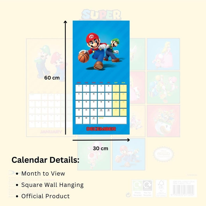 Super Mario Square 2025 Calendar