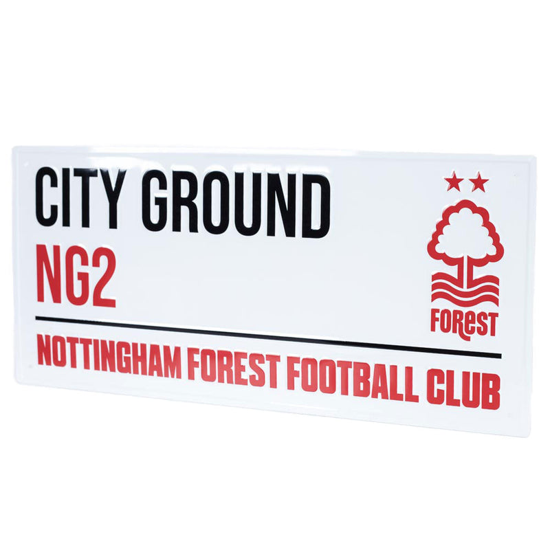Nottingham Forest FC White Street Sign, side angle
