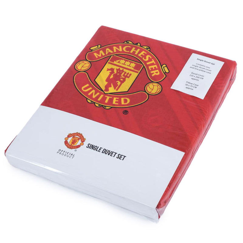 Manchester United FC Stripe Single Duvet Set, close-up detail
