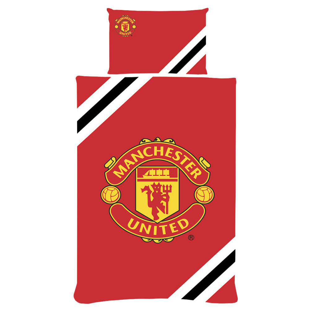 Manchester United FC Stripe Single Duvet Set