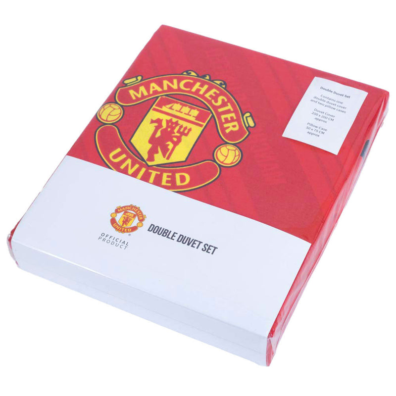 Manchester United FC Core Stripe Double Duvet Set, close-up detail