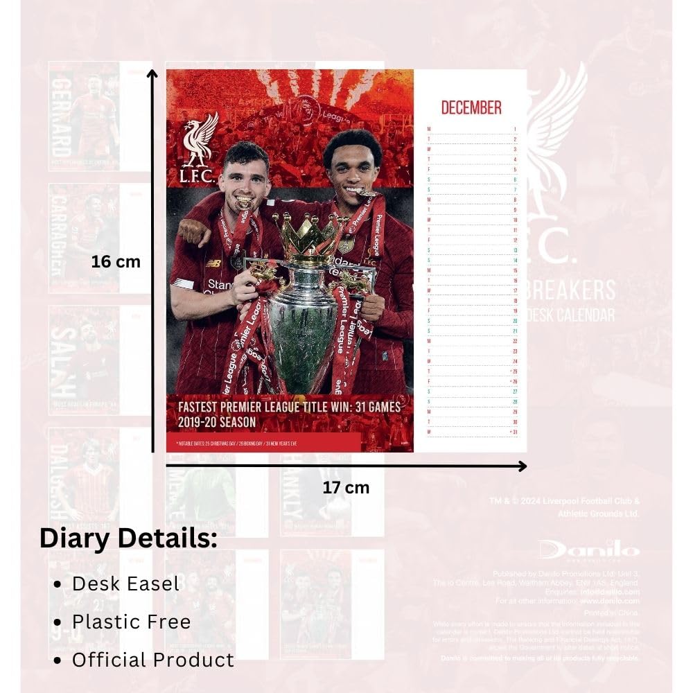 Liverpool FC Desktop 2025 Calendar