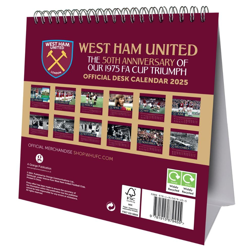 West Ham United FC Desktop 2025 Calendar