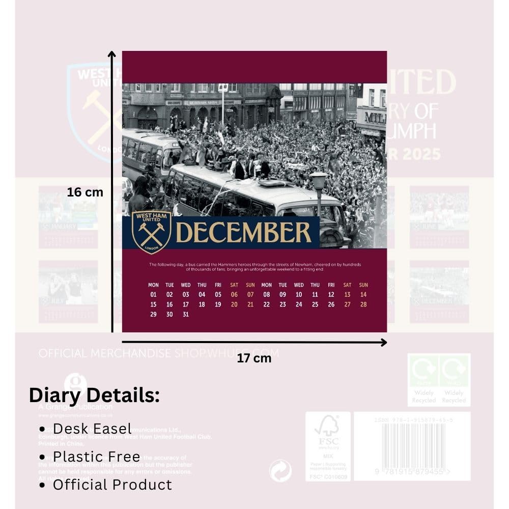 West Ham United FC Desktop 2025 Calendar