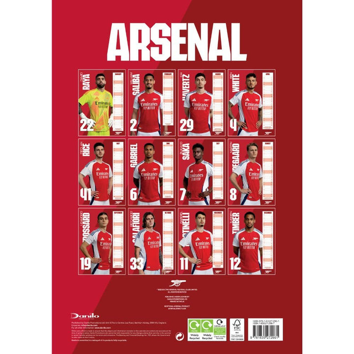 Arsenal FC A3 2025 Calendar