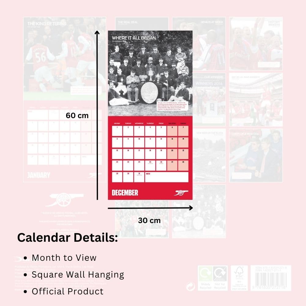 Arsenal FC Legends Square Calendar 2025