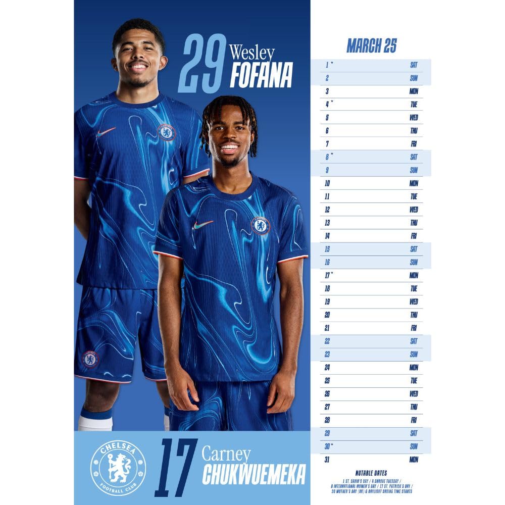 Chelsea FC A3 2025 Calendar