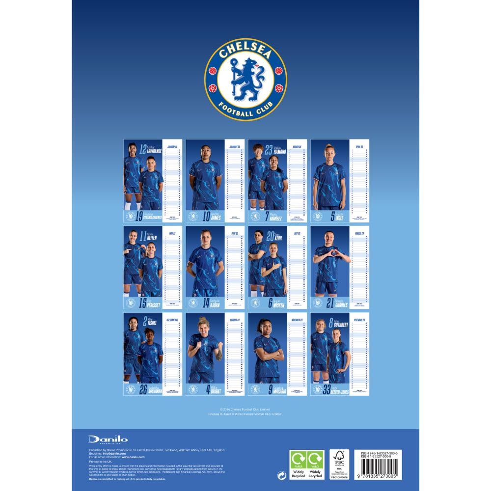 Chelsea WFC A3 2025 Calendar