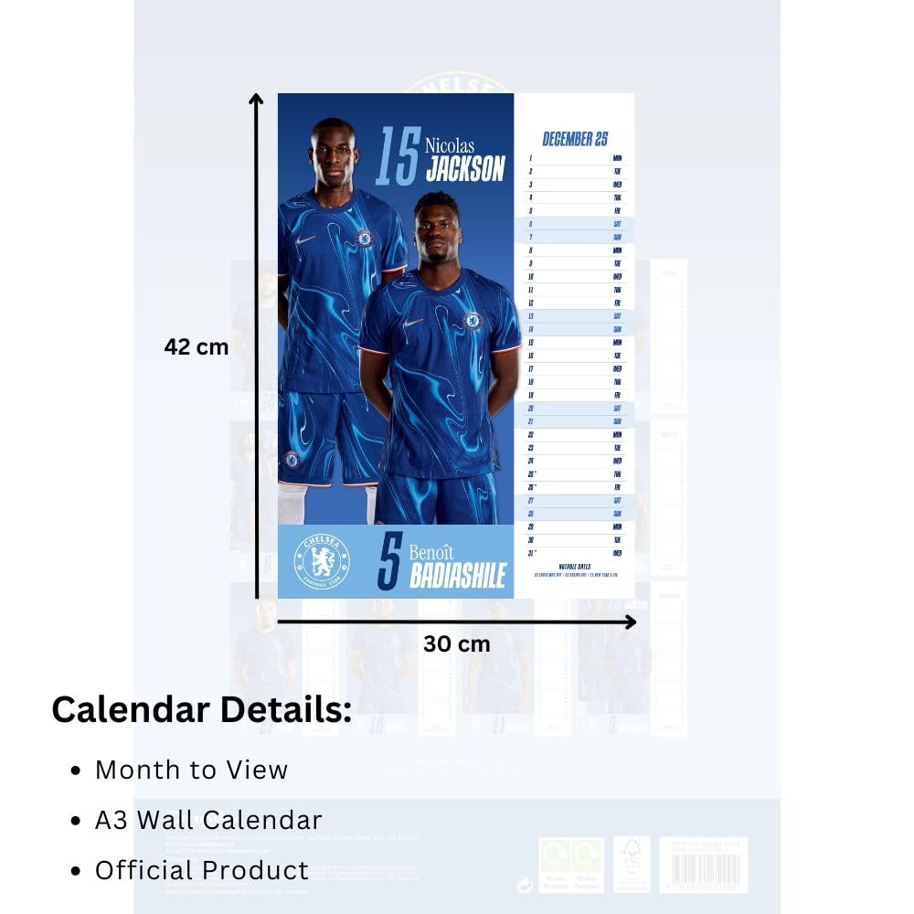 Chelsea FC A3 2025 Calendar