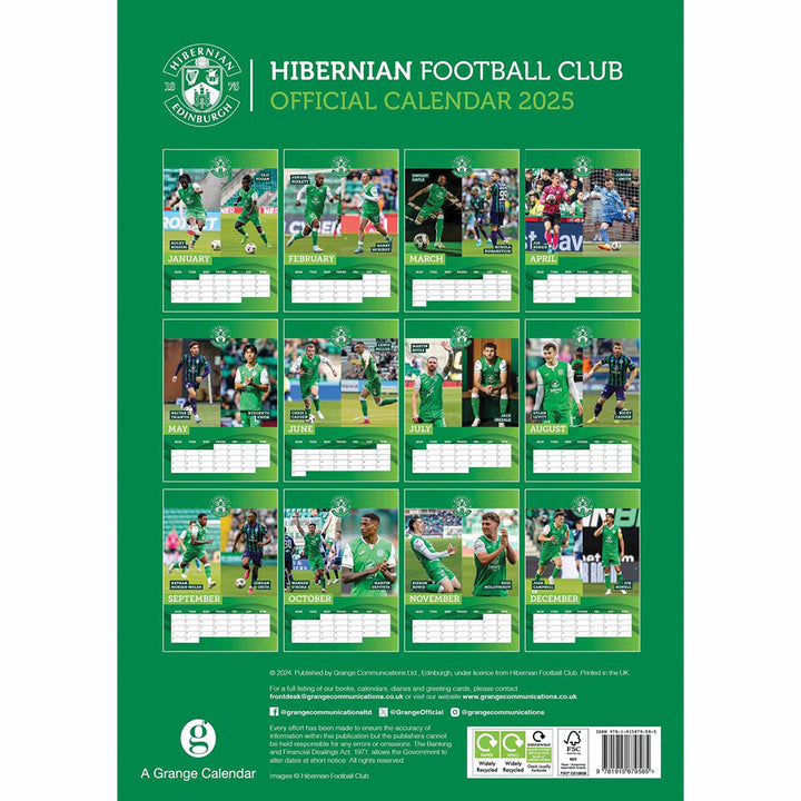 Hibernian FC A3 2025 Calendar