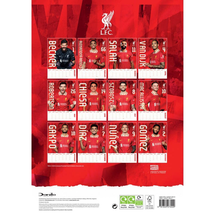 Liverpool FC A3 2025 Calendar