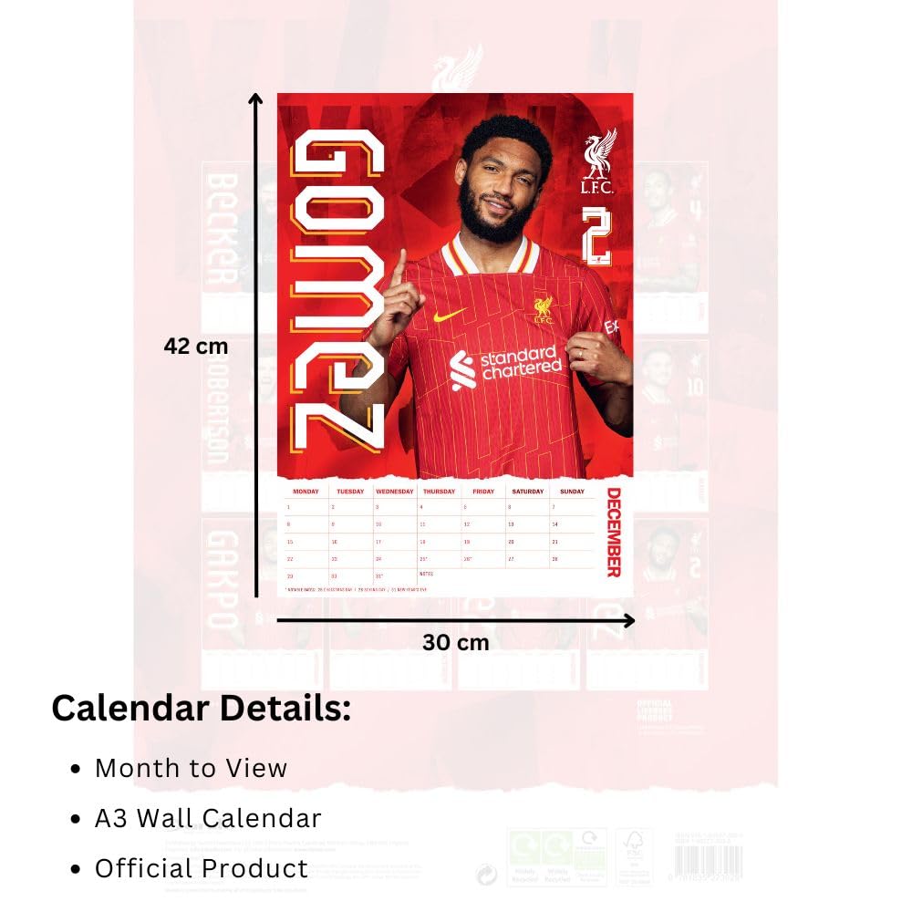 Liverpool FC A3 2025 Calendar