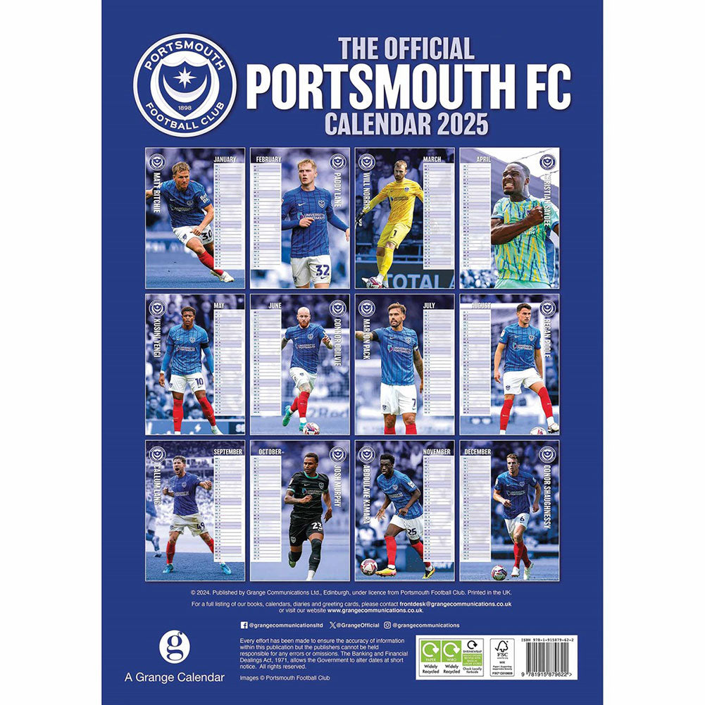 Portsmouth FC A3 2025 Calendar