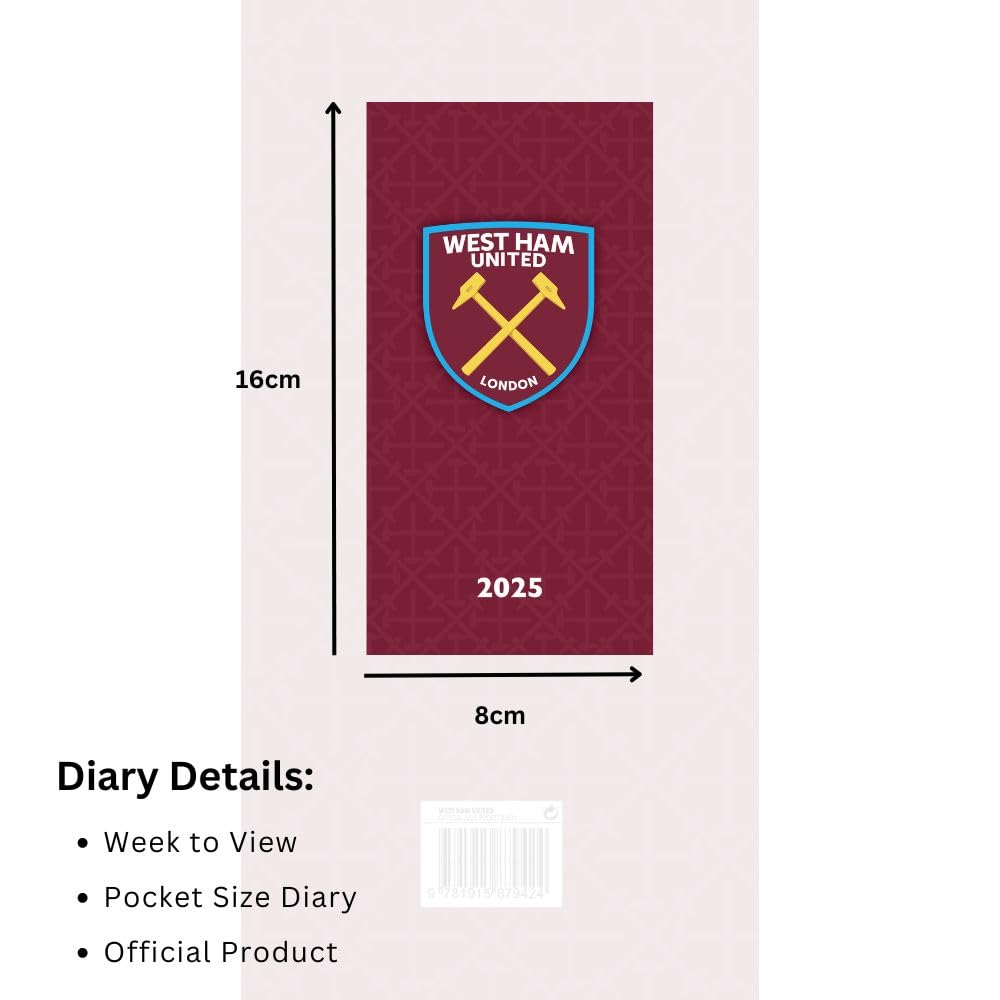 West Ham United FC Slim 2025 Diary