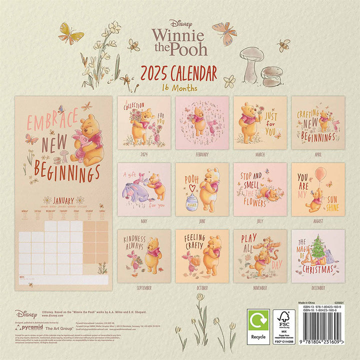 Winnie The Pooh Square 2025 Calendar