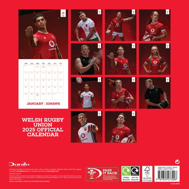 Wales RU Square 2025 Calendar