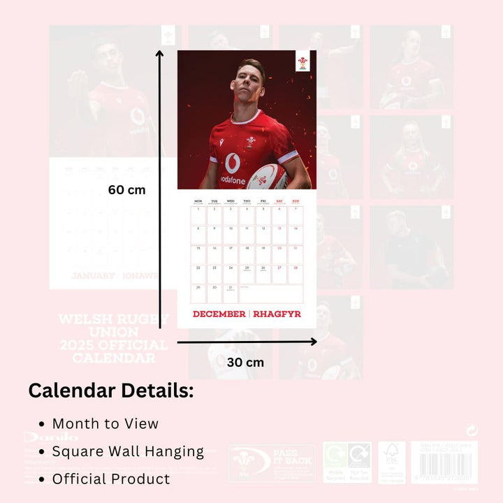 Wales RU Square 2025 Calendar