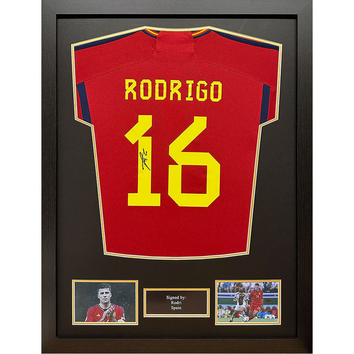 Rodri (Rodrigo Hernández Cascante) Spain Signed Shirt (Framed)