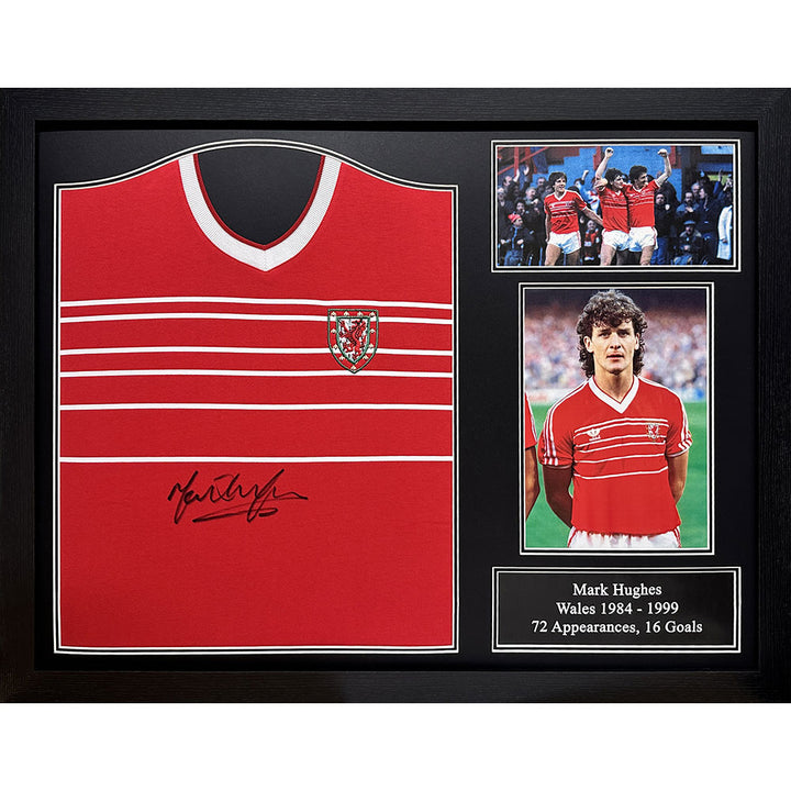 FA Wales 1984 Mark Hughes Signed Shirt (Framed)