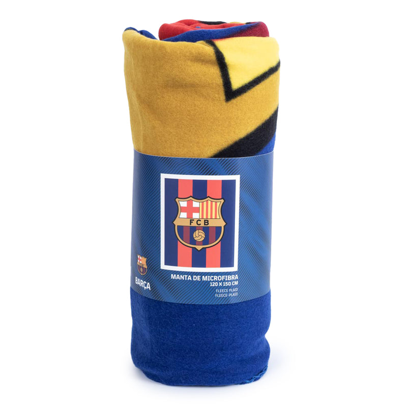 FC Barcelona Logo Fleece Blanket, close-up detail